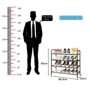 Lukzer Metal 4 Layer Shoe Rack Organizer (Black)