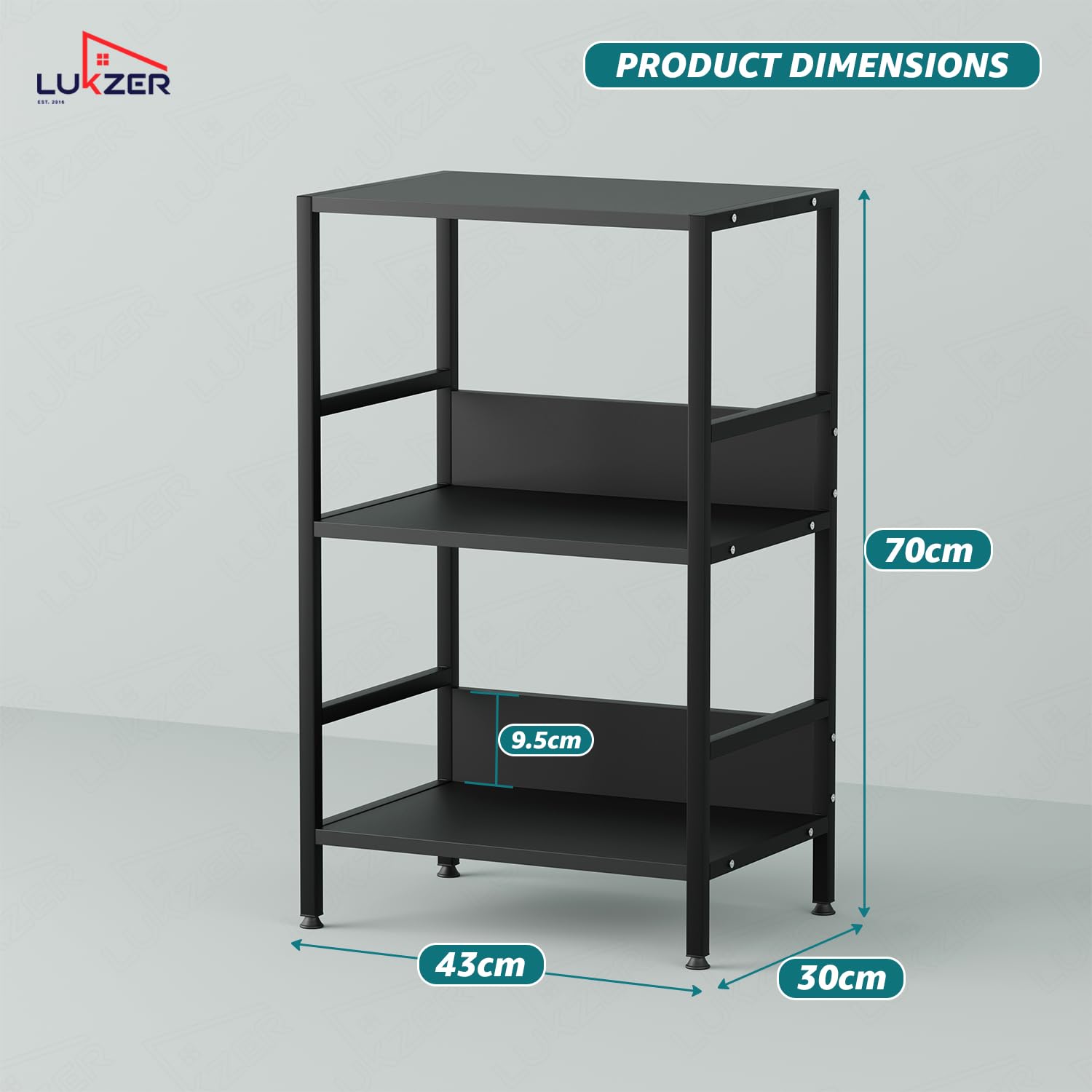 Lukzer 3-Tier Wooden Bedside Table for Bedroom & Multipurpose Open Storage Shelf (MMR-006-Black & Black)