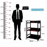 Lukzer 3-Tier Multipurpose Metal & Wood Kitchen Storage Rack (MKR-003/Black & Black)