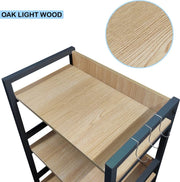 Lukzer 5-Tier Multipurpose Metal & Wood Kitchen Storage Rack (MKR-005/Oak Light with Black)