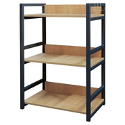 Lukzer 3-Tier Multipurpose Metal & Wood Kitchen Storage Rack (MKR-003/Oak Light with Black)