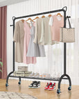 Multi-Functional Cloth Rack Stand with Bottom Shelves & Wheels | (Cat Ear Design/148x120x38cms)