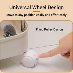 Lukzer 3-Tier Rolling Utility Cart with Trash Bin | Slim Plastic & Steel Organizer (PMR-007/White)