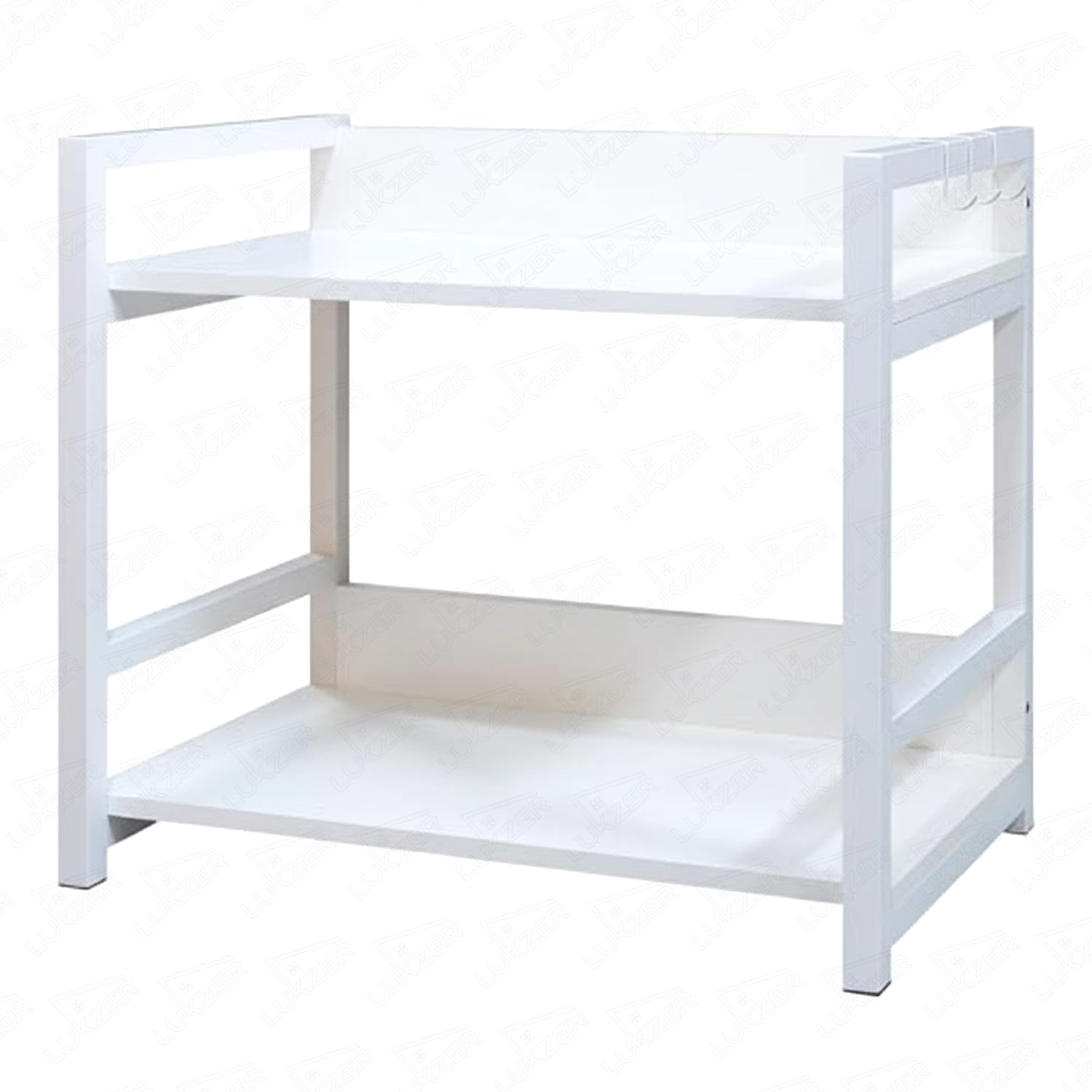Lukzer 2-Tier Multipurpose Metal & Wood Kitchen Storage Rack (MKR-002/White & White)