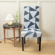 Lukzer Polyester Chair Cover -  Grey & White Triangle (CC-037-01)