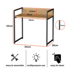 Lukzer 1-Tier Multipurpose Metal & Wood Kitchen Storage Rack (MKR-001/Oak Light with Black)