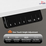 Lukzer Electric Height Adjustable Desk with USB & Type-C Study Table (EST-001/UC-White & White)