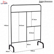 Lukzer Metal Garment Stand with Multi-Level Hanging Bars (MGS-005/Black)