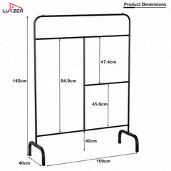 Lukzer Metal Garment Stand with Multi-Level Hanging Bars (MGS-005/Black)