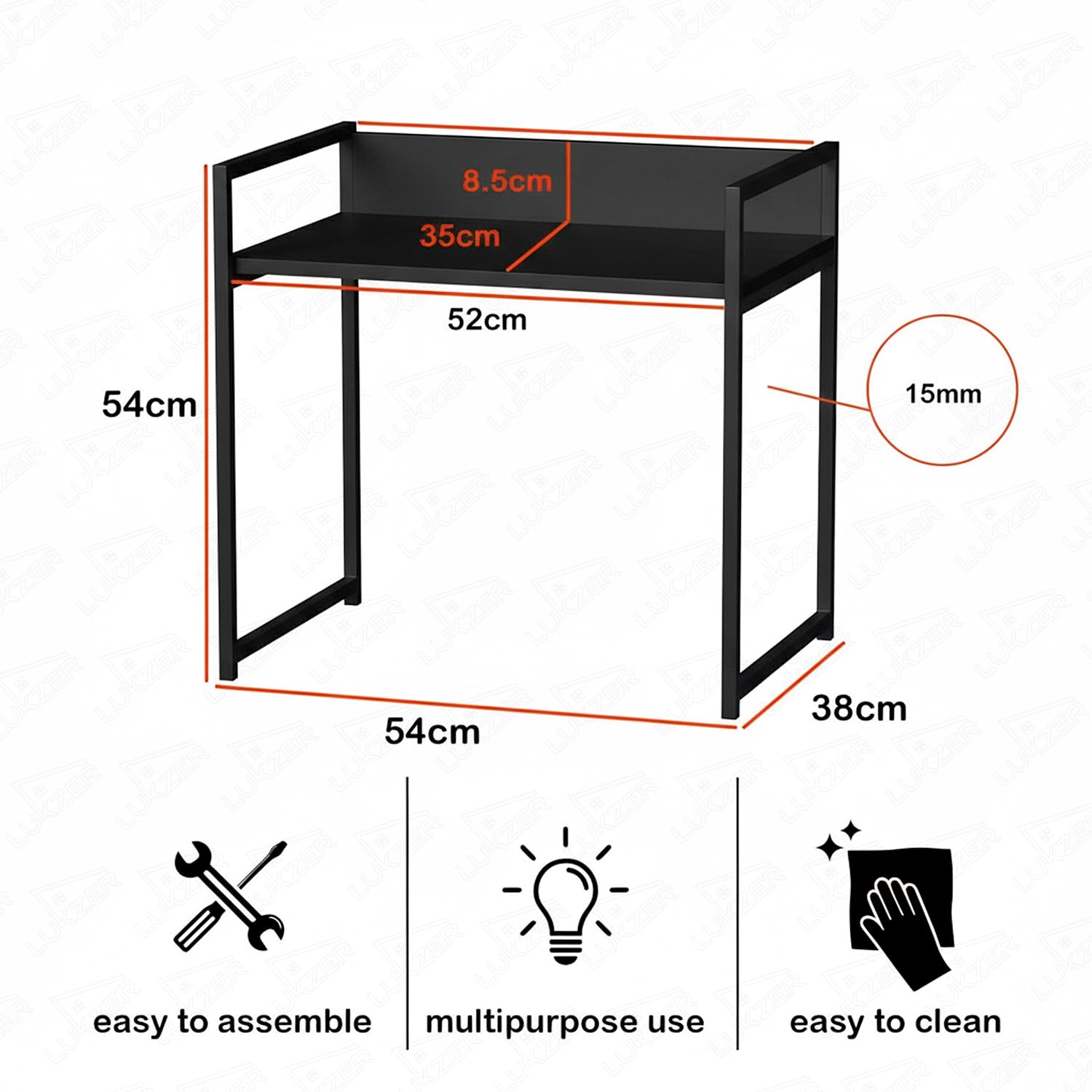 Lukzer 1-Tier Multipurpose Metal & Wood Kitchen Storage Rack (MKR-001/Black with Black)