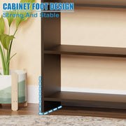 Lukzer 3‑Layer Rounded Edges Engineered Wood Open Rack Cabinet Bookshelf (MR‑016/Wenge)