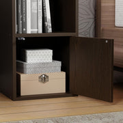 Lukzer Engineered Wood 2 Layer Storage Cabinet with Open Display Rack (MR-021/Wenge)