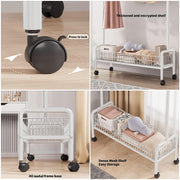 Lukzer Heavy-Duty Portable Metal Clothes Rack with Single Rod & Bottom Shelf (MGR-001/White)