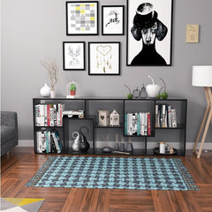 Lukzer 8 Shelves Modern Engineered Wood Book Shelf with Storage Display Rack (MR-004/Black)