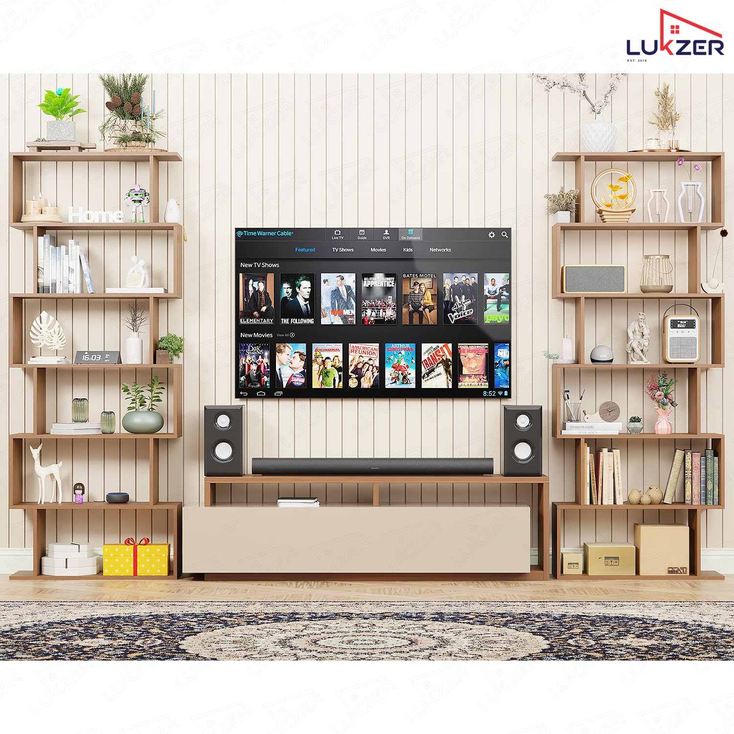 Lukzer 6-Layer S-Shaped Ladder Engineered Wood Open Bookshelf Rack (MR-002, Oak Brown)