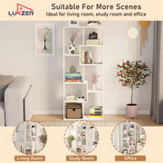 Lukzer 8 Shelves Modern Engineered Wood Book Shelf with Storage Display Rack (MR-004/White)