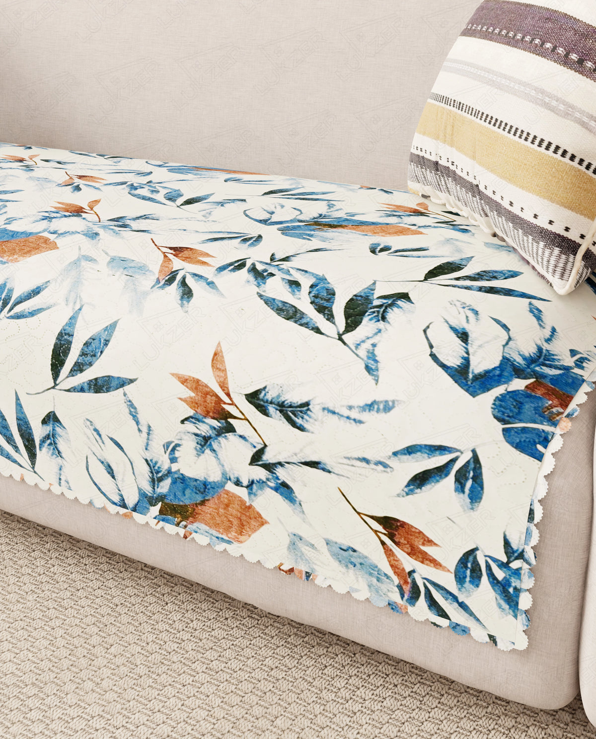 Lukzer Quilted Reversible Marble Mesh Sofa Mat with WaveEdge Ultrasonic Cut (ONLY SEAT COVER) - SC-204-01WE
