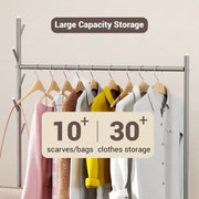 Lukzer Heavy-Duty Portable Metal Clothes Rack with Single Rod & Bottom Shelf (MGR-001/Grey)