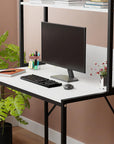 Metal & Wood Computer Desk with 3 Shelves | (MST-006)