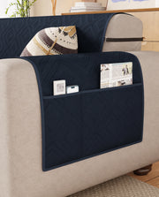 Lukzer Reversible Quilted Sofa Mat with Arms Dot Frame Blue (SC-211-01)