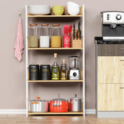 Lukzer MMR-001 Sturdy 4-Tier Storage Rack – Metal Frame, Engineered Wood (White/Oak Brown, Black/White)