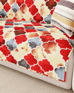 Lukzer Quilted Reversible Dessert Jewel Sofa Mat with WaveEdge Ultrasonic Cut (WITH BACK & HAND REST) - SC-202-01WB