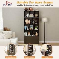 Lukzer 12 Open Cube Bookcase with Push Latch Doors & 2 Bottom Shelf (MR-033/Wenge)