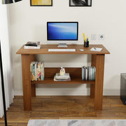 Lukzer Engineered Wood Modern Computer Desk with Bookshelf Study Table (ST-004/Oak Brown)