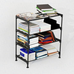Lukzer Easy DIY Metal & Plastic Bookshelf/Storage Organizer – Black & Silver (3/4/5/6 Layers)