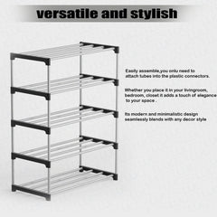 Lukzer Easy DIY Metal & Plastic Bookshelf/Storage Organizer – Black & Silver (3/4/5/6 Layers)