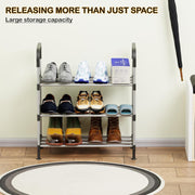 Lukzer Dual-Material Shoe Rack – Silver & Black, 3/4/5/6-Layer Storage Organizer