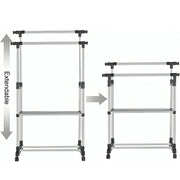 Lukzer Premium Stainless Steel Cloth Drying Stand – Double Rod & 2 Bottom Shelves
