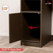 Lukzer Engineered Wood Office Desk & Study Table with Bookshelf & Cabinet (ST-009/Wenge)