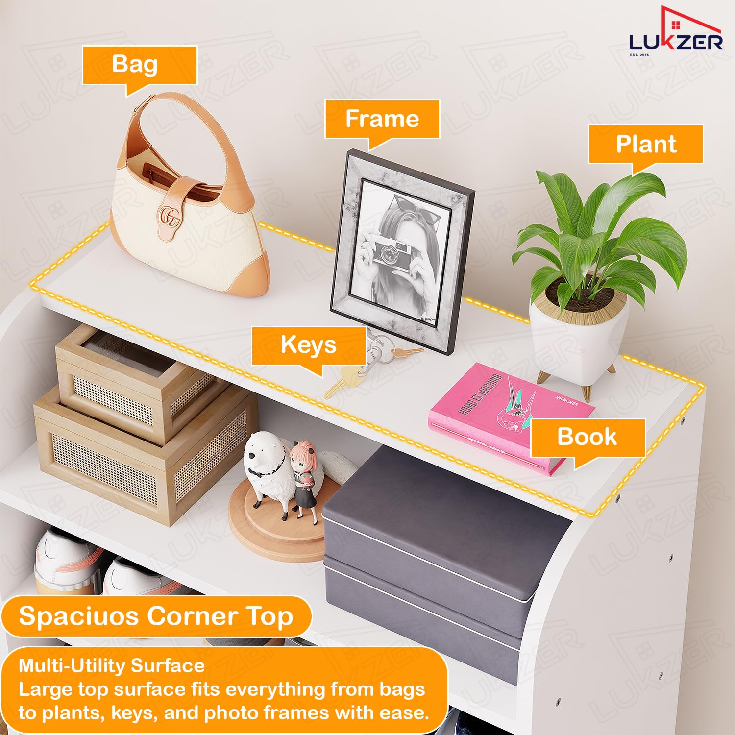 Lukzer Heavy-Duty 6 Layer Open Shoe Organizer Rack Stand (SR-005/White)