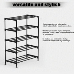 Lukzer Easy DIY Metal & Plastic Bookshelf/Storage Organizer – Black & Silver (3/4/5/6 Layers)