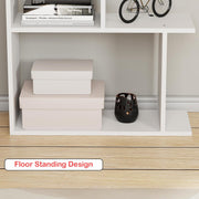 Lukzer 6 Layer Engineered Wood Space-Saving Organizer with Zigzag Open Bookshelf (MR-018/White)