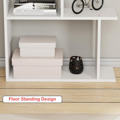 Lukzer 6 Layer Engineered Wood Space-Saving Organizer with Zigzag Open Bookshelf (MR-018/White)