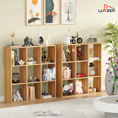 Lukzer Engineered Wood 9-Cube Multipurpose Open Storage Organizer (MR-012/Light Oak)