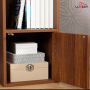 Lukzer 3 Layer Engineered Wood Storage Cabinet with Open Display Rack (MR-022/Oak Brown)