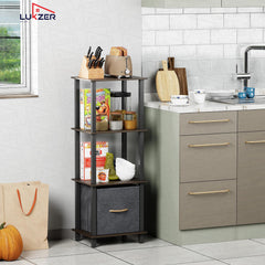 Lukzer 4-Tier Engineered Wood Bookshelf with Fabric Drawer (MRM-001/Wenge)