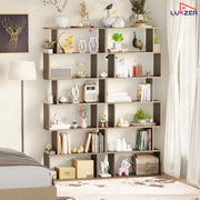 Lukzer 6-Layer S-Shaped Ladder Engineered Wood Open Bookshelf Rack (MR-002, Wenge)