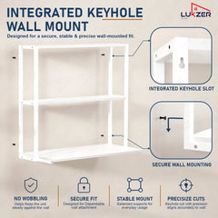 Lukzer Wall Mounted Study Table with Multipurpose Storage Shelves (MMR-007/White & White)