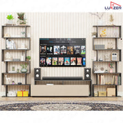 Lukzer 6-Layer S-Shaped Ladder Engineered Wood Open Bookshelf Rack (MR-002, Black)