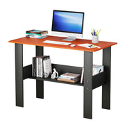 Lukzer Engineered Wood Modern Computer Desk with Bookshelf Study Table (ST-004/Charcoal Ember)