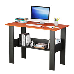 Lukzer Engineered Wood Modern Computer Desk with Bookshelf Study Table (ST-004/Charcoal Ember)