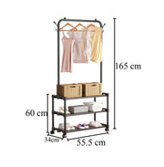 Lukzer Metal Garment Stand with 2 & 3 Bottom Shelves – Durable Clothing Organizer (Black/White)