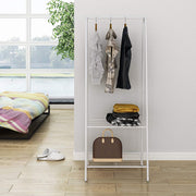 Lukzer Modern Metal Garment Rack with 2 Bottom Shelves – A-Shape - Frame Design (Black/White)