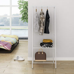 Lukzer Modern Metal Garment Rack with 2 Bottom Shelves – A-Shape - Frame Design (Black/White)