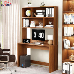 Lukzer Multi-Purpose Engineered Wood Study & Computer Desk with Bookshelf (ST-008/Oak Brown)