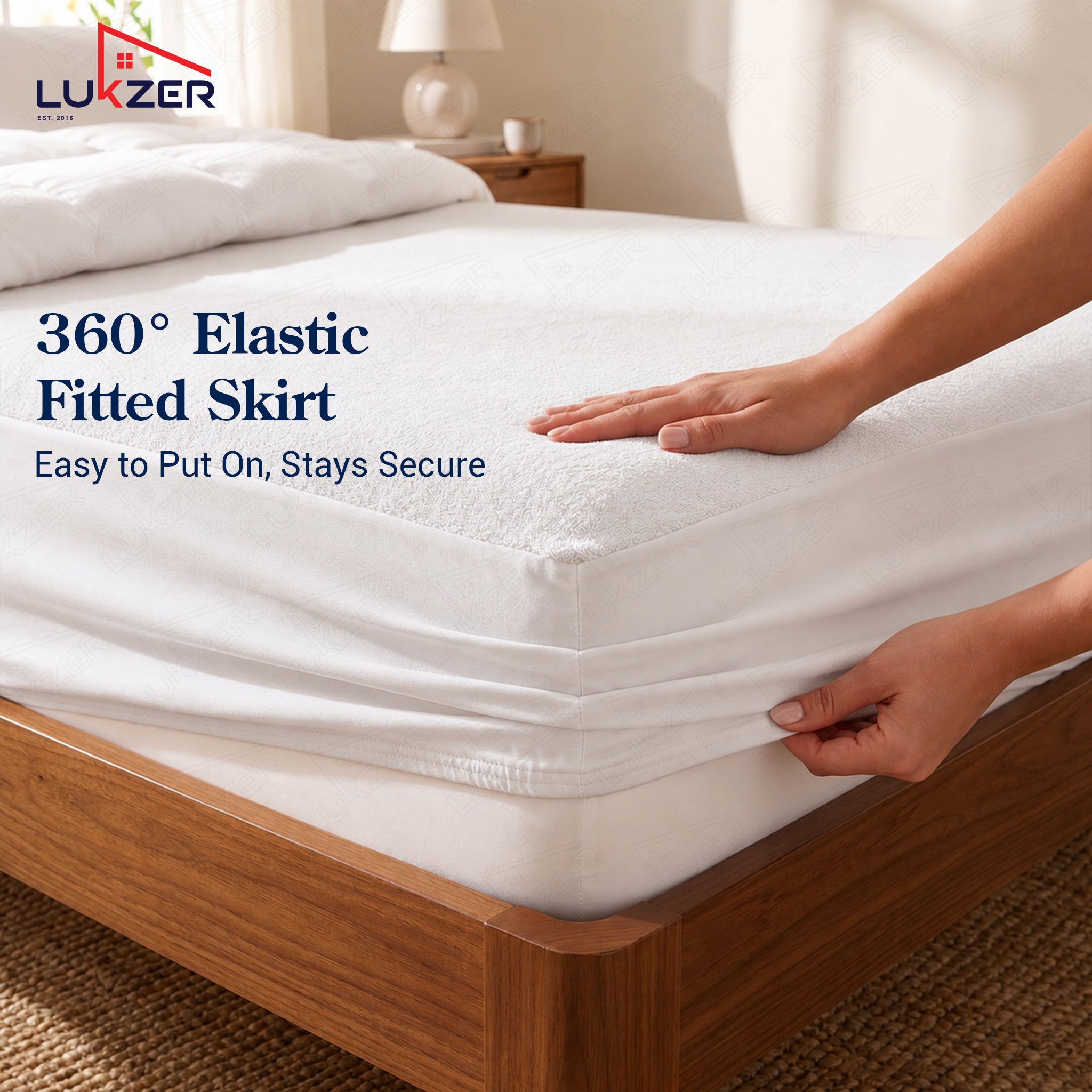 Lukzer Terry Cotton Waterproof Mattress Protector  White (MTP-WH-001)